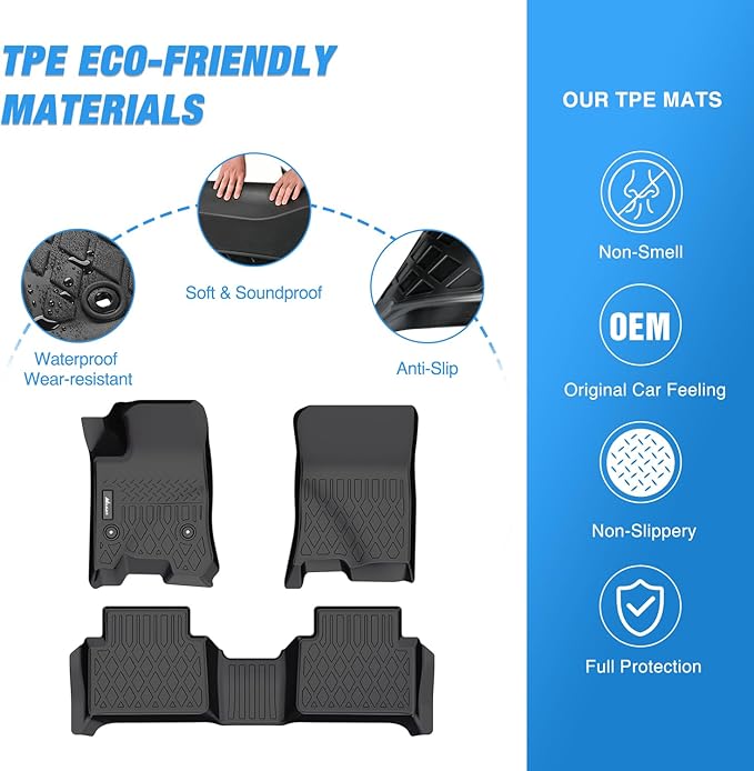 Nilight TPE Floor Mats for Chevy Colorado GMC Canyon Crew Cab 2023 2024 2025 2026,All Weather Custom Fit Heavy Duty Floor Liners