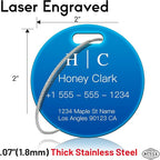 Stainless Luggage Tags for Suitcases 4 Pack: Metal Personalized Luggage Tags for Backpacks & Bags with Customizable Texts (Bl