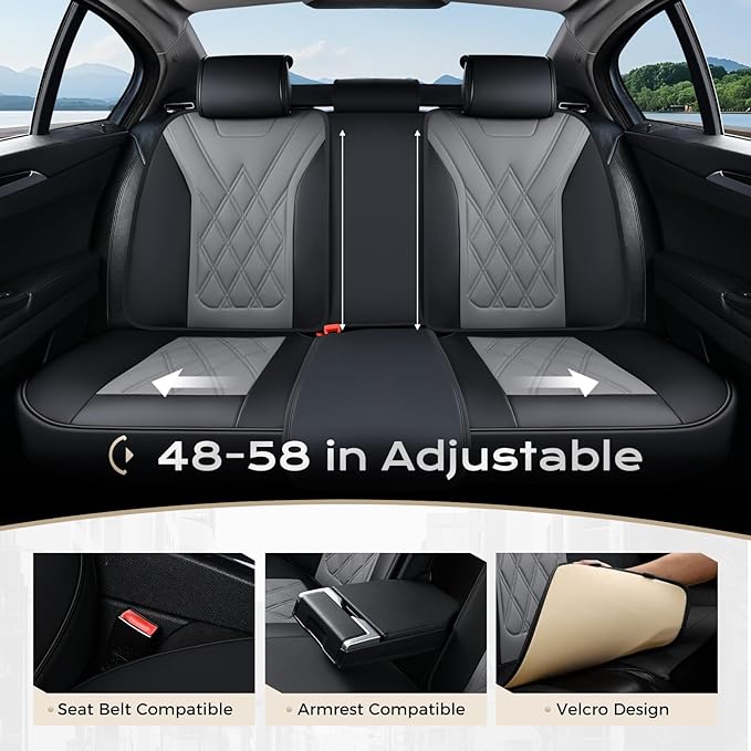 Coverado Car Seat Covers Full Set, Seat Covers for Cars, Front Seat Covers and Back Seat Cover Waterproof Leather Automotive 