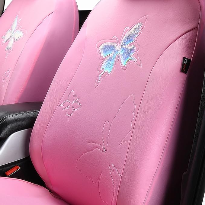 Flying Banner Butterfly car seat Covers ful Set Fashion Universal Lady Woman Female Rear Bench Split Colorized (Full Set - La