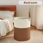 JMvicyroam Large Woven Laundry Basket Hamper,80L Cotton Rope Storage Bin for Blankets,Toys and Clothes,Decorative Tall Nurser