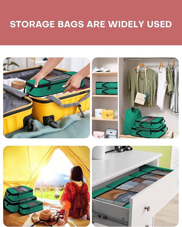 SDGFUI 6 PCS Set Compression Packing Cubes for Travel, Lightweight Packing Organizer Bags Travel Essentials for Carry On, Sui