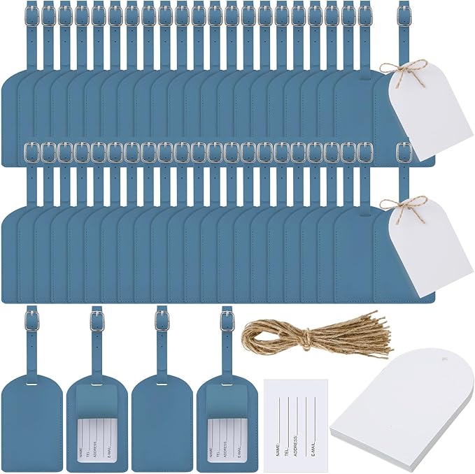 Amylove 48 Sets Leather Luggage Tags Bulk Wedding Favors Luggage Tags for Guests Bridal Gifts Wedding Bridal Shower Gift PU L
