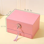 BOOVO Earring Jewelry Box For Women Girl Stud Organizer, 5 Layers Girl Jewelry Organizer Box With Lock Earring Holder Organiz