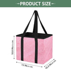 Pink Glitter Texture Reusable Grocery Bags Large Shopping Tote Bag with Reinforced Bottom Board, Water Resistant Foldable Sto