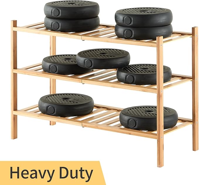 6-Tier Bamboo Shoe Rack for Entryway, Stackable | Heavy Duty | Multi-Function, Free Standing Shoe Racks for Bedroom Hallway C