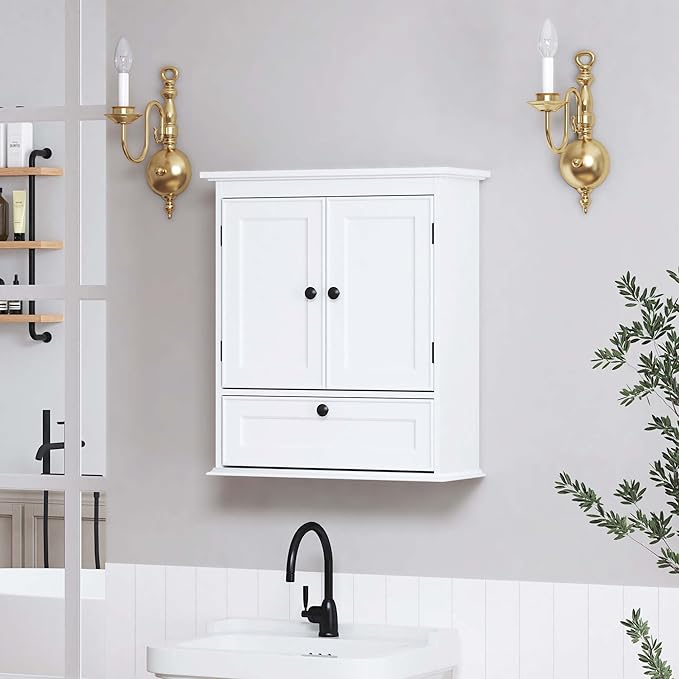 Spirich Bathroom Cabinet Wall Mounted, Small Bathroom Wall Cabinet Over Toilet, Medicine Cabinet Organizer with Doors and Adj