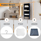 Hanging Closet Organizer - 4-Shelf, Easy Mount Foldable Wardrobe Storage Shelves for Clothes, Handbags, Shoes & Accessories -