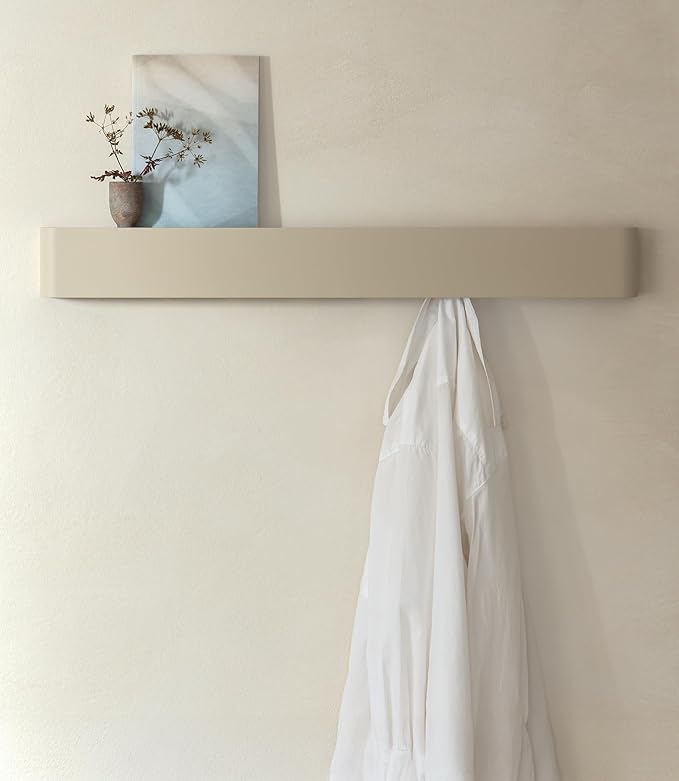 Kazai.® Coat Rack Wall Mount with Shelf 'Tone' | Modern Design Coat Hanger with Hidden Hooks and Storage | Hat Rack with Shel