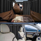 XCBYT Car Privacy Divider Curtains (3-Pack), Rigid Rod-Mounted Total Blackout Set - No Sag, No Strings - Rear Seat Divider & Side Window Shades for Car Camping, Baby Naps