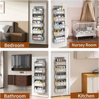 Over The Door Organizer, Over the Door Storage with 5 Large 10 Side Pockets, Hanging Door Organizer 44 lb Load Behind Door St