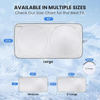 Magnelex Car Windshield Sunshade – Double-Layer Design for 2X Heat Blocking, Blocks UV Rays, Foldable Sun Shade for Cars, Trucks & SUVs, Keeps Interior Cooler, Large (63 x 33.8 in)