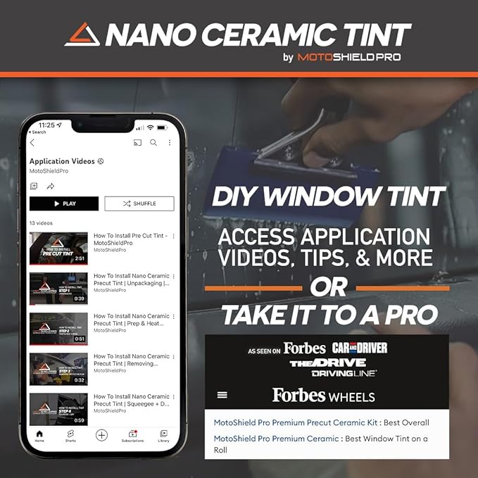 MotoShield Pro 25% VLT Nano Ceramic Window Tint for Car 30” in x 20’ ft 2PLY Roll High Heat Rejection & Glare Reduction Auto Tint Privacy Film, Rejects up to 99% IRR, 99% UV Blocking, Easy DIY Shrink