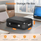 Fireproof Document Box with Lock, 5200°F Fireproof Water Resistant Hard Case File Organizer Safe Box for Important Documents,