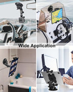 woleyi Heavy Duty Tablet Holder for Car/Truck - [Super Suction Cup] Windshield Dashboard Car Tablet Mount with 1/4" Screw Adapter for 4-13" iPad Pro/Air/Mini, Galaxy Tab/Z Fold, iPhone & Gopro/Camera