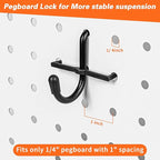 296 PCS Extra Thick 0.2'' Pegboard Hooks for 1/4" Peg Board Hanging Tools, Heavy Duty Metal Black Pegboard Accessories with P