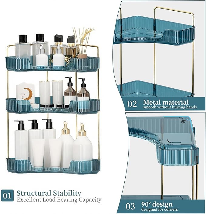 INVSSENE Corner Bathroom Countertop Organizer, Vanity Organizer Trays for Counter, Makeup Organizers, Perfume Tray, Skincare 