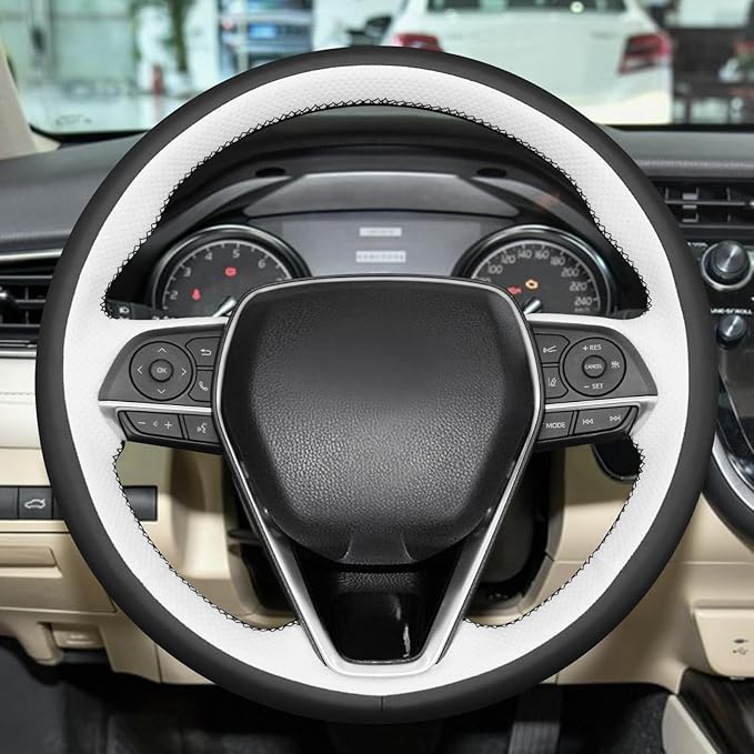 MEWANT Hand Sewn 3D Style Steering Wheel Cover for Toyota Camry 2018-2019/Toyota Avalon 2019/Toyota Corolla 2019-2020/Toyota RAV4 2019 Steering Wheel Accessories