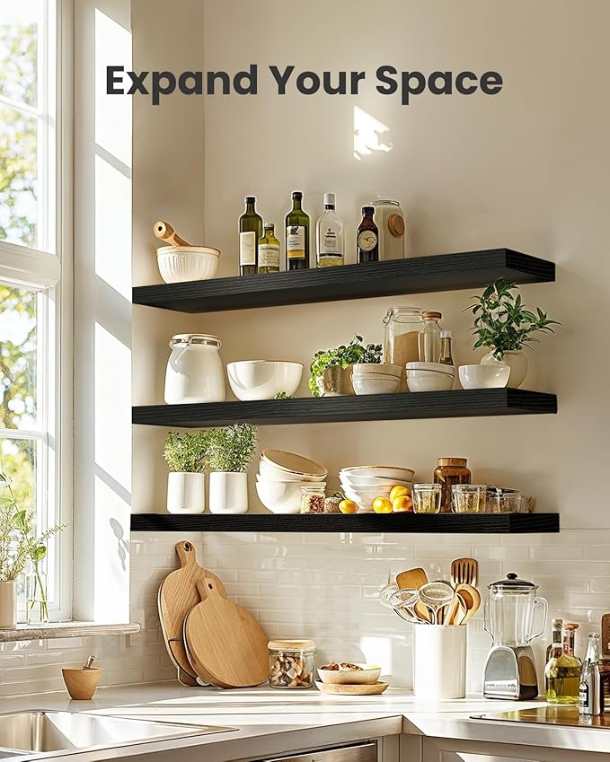 AMADA HOMEFURNISHING Floating Shelves for Wall, Wall Shelves for Living Room, Bedroom, Bathroom, Kitchen & Home Office Organi