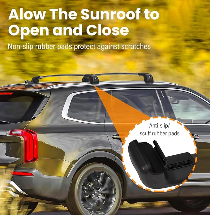 Roof Rack Cross Bars Fit for Kia Telluride 2019-2026 EX S SX SX-Prestige (Not for LX, X-Line, X-Pro), Aluminum Heavy Duty 300lbs Lockable Roof Rails Crossbars for Rooftop Cargo Luggage