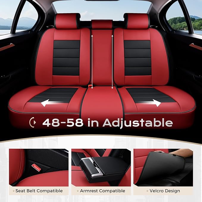 Coverado Car Seat Covers Full Set, Seat Covers for Cars, Front Seat Covers and Back Seat Cover Waterproof Leather Automotive 