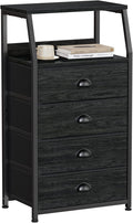 Furnulem Tall 4 Drawers Dresser, Vertical Storage Tower Black Dresser for Bedroom, Hallway, Entryway, Nursery, Closet Organiz