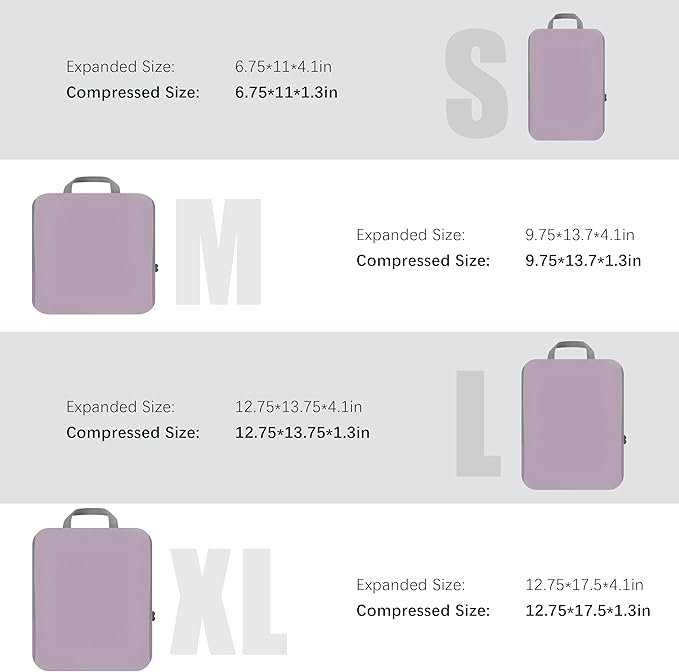 PANDA JOYS 4 Set Compression Packing Cubes Travel - Travel Accessories Expandable Packing Organizers for Carry On - Essential