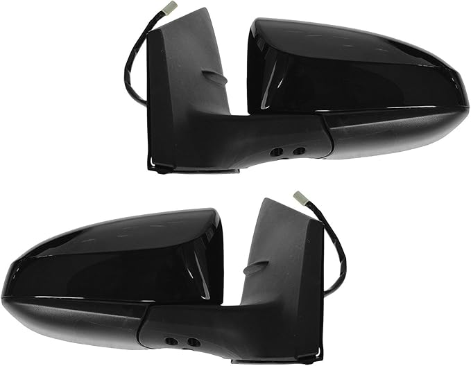 TRQ 2 Piece Driver and Passenger Side Mirror Assembly Set Electric Adjustment Heated No Memory Black Compatible with 2014-201