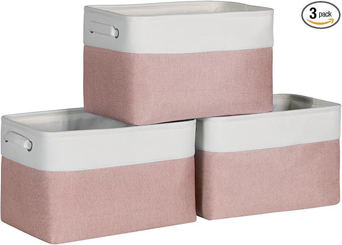 Kntiwiwo Foldable Storage Bin Collapsible Fabric Storage Basket Cube with Durable Handles Closet Organizer Bins for Organizin