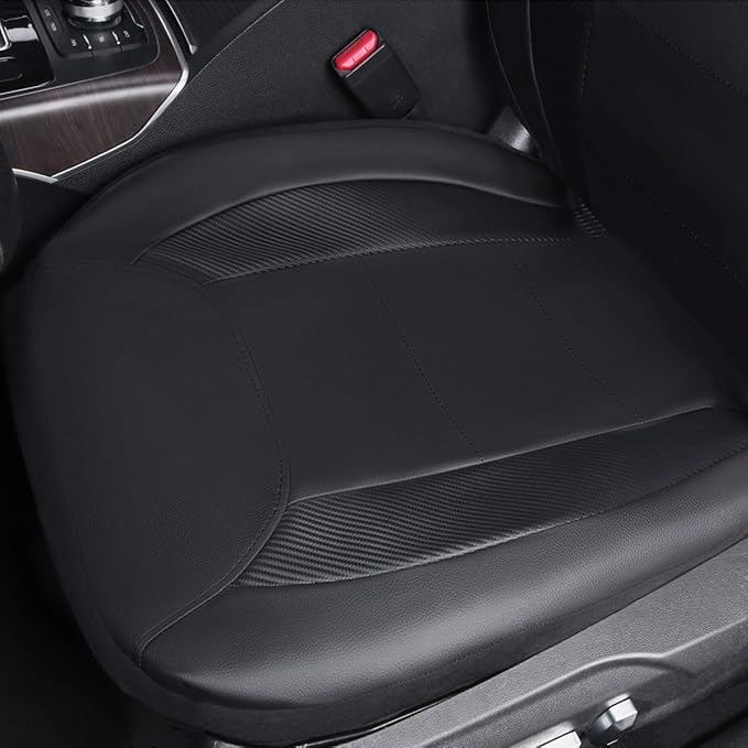 Flying Banner car seat Covers Protects Water Proof Faux Leather Carbon Fiber Front and Rear Bench (Black Black, Full Set - 9P