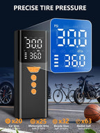 Tire Inflator Portable Air Compressor, 150PSI Cordless Air Pump for Car Tires with Auto Shut-Off, Portable Tire Pump for Car, Bike, Motorcycle and Balls