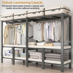 Foldable Portable Wardrobe Closet with Cover, Clothes Storage Closet, Clothing Racks for Hanging, Metal Organizer Rack Shelf 