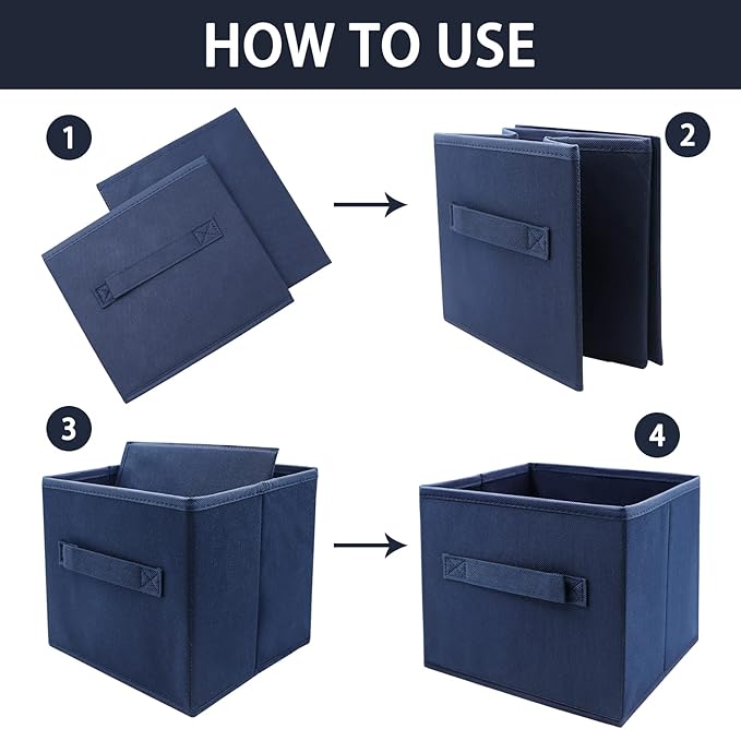 EBIGIC Small Storage Bins,Collapsible Fabric Storage Organizer 9.0"x7.5"x7.5" 6 Pack,Mini Storage Box,fit for closet, living 