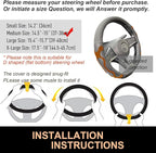 PINCTROT D Shaped Comfy Grip Steering Wheel Cover, Anti-Slip Design, Flat Bottom 14.5-15 Inch(Silicone Brown)