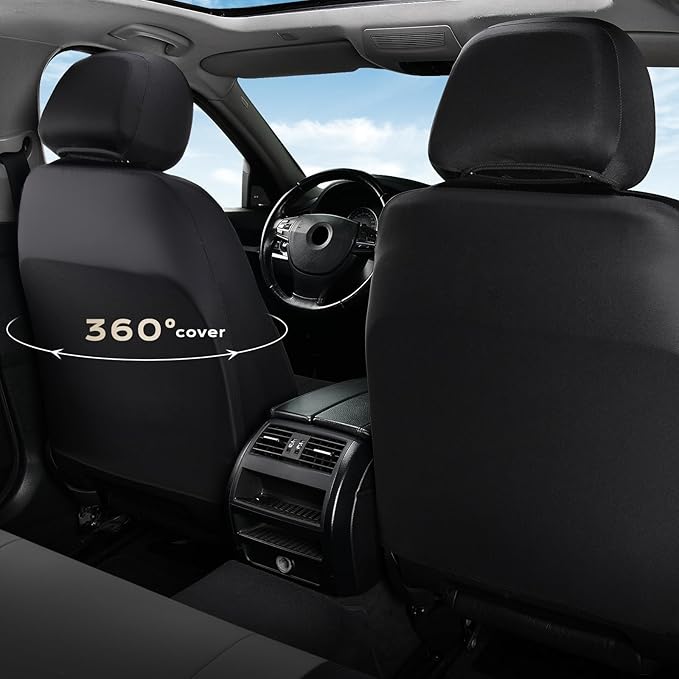 Coverado Automotive Seat Covers Full Set, Luxury Car Seat Covers, Leather Seat Covers, Mesh Design, Black Driver Seat Protect