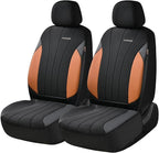 Coverado Seat Covers for Car 2 Seats, Leather Car Seat Covers Fullset, Breathable Mesh Front and Rear Protectors, Brown Luxur