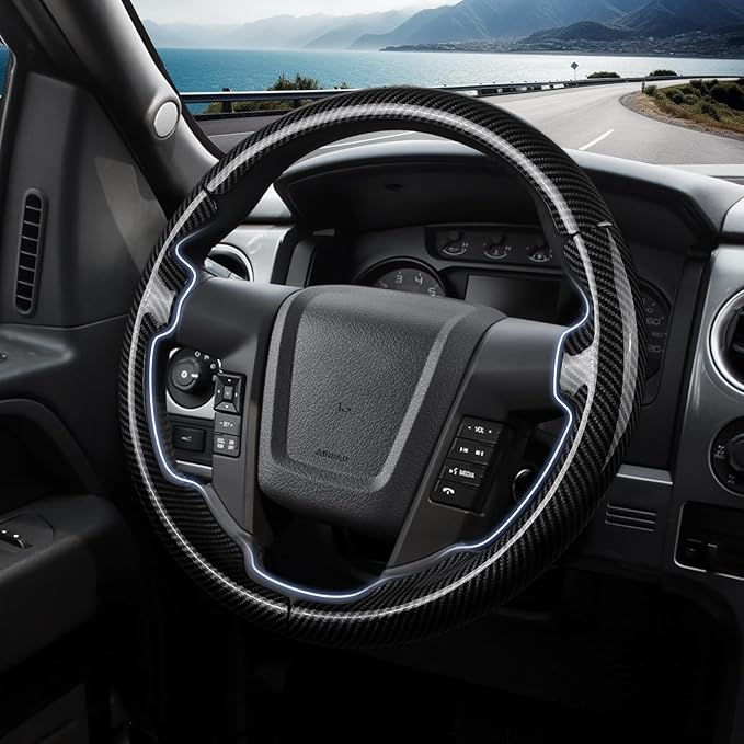 Steering Wheel Cover for Ford F150 2009-2014/ Ford Expedition 2015-2017, Car Steering Wheel Cover Protector Accessories for Ford (Glossy Black)