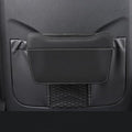 Car Leather Trash Can for Seat Back, Hanging Garbage Bin, Waterproof Foldable Stroage Organizer for Car, Multipurpose Interior Accessories for SUV Truck RV Camping (Black Chair Back Clip)