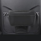 Car Leather Trash Can for Seat Back, Hanging Garbage Bin, Waterproof Foldable Stroage Organizer for Car, Multipurpose Interior Accessories for SUV Truck RV Camping (Black Chair Back Clip)