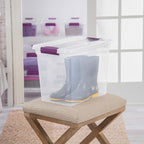 Sterilite 12-Pack 27 Quart ClearView Latch Box, Stackable Organizer Bins with Latching Lids - Clear Plastic Organization Cont