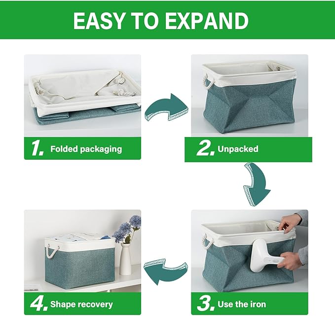 Bidtakay Large Storage Baskets for Shelves 3 Pack Fabric Storage Bins for Organizing Linen Collapsible Organizer for Closet-D