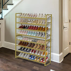 Large Shoe Rack 8 Tier Shoe Organizer, Heavy Duty Metal 4-Tier Stackable Shoe Storage Vertical Shoe Rack for Closet Front Doo