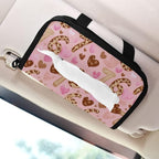 Car Tissue Holder Car Visor Organizer Tissue Box Holder for Car Sun Visor Organizer with Car Vehicle Accessories Essentials Interior for Women Men Six Seven Leopard Hearts Pink