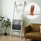 FUIN 6.4ft Extra Wide Wooden Blanket Ladder Living Room Decorative Wal Leaning Farmhouse Quilt Display Holder Rustic Wood Tow