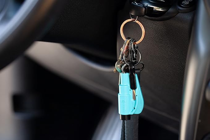 resqme The Original Emergency Keychain Car Escape Tool, 2-in-1 Seatbelt Cutter and Window Breaker, Made in USA, Family Pack o