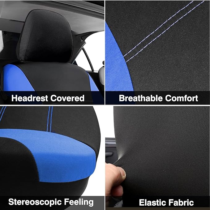 Foneso Car Seat Covers, 100% Breathable with Composite Sponge Inside, Airbag Compatible Universal Fit Accessories Auto for Ca