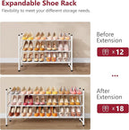 Tajsoon Expandable Shoe Rack for Closet 3 Tier, 28“-41“Adjustable & Stackable Shoe Shelf Storage, Metal Shoe Rack Organizer f