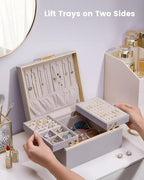 Lolalet Jewelry Box Organizer for Women Girls, 2 Layer Jewelry Organizers and Storage for Necklace Earrings Rings Bracelets, 