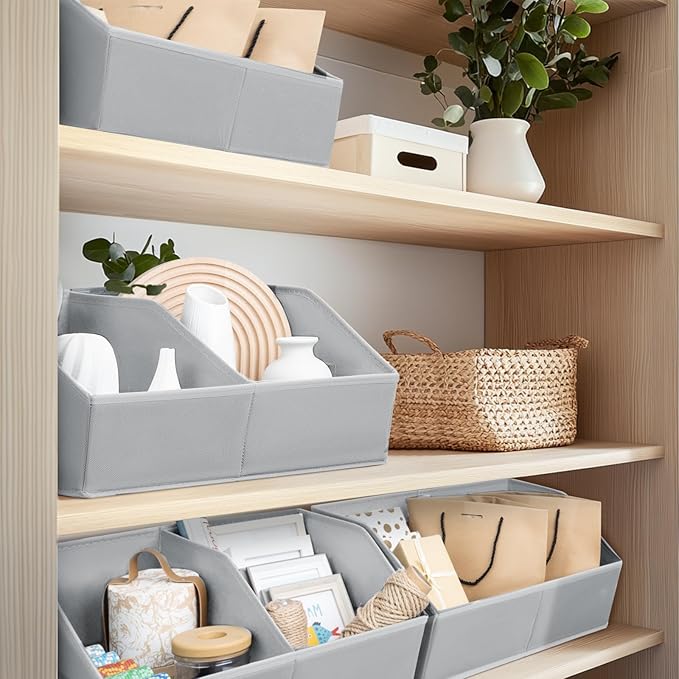 Homsorout Closet Organizers and Storage Bins - 4 Pack Collapsible Divided Trapezoidal Cube Storage Bins Baskets For Organizin