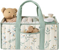 Blissful Diary Leaf Diaper Caddy Organizer, Stylish Nursery Storage Basket, Gift for Baby Shower, Newborn Essentials, Sage Le